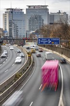 Motorway A40, Ruhrschnellweg, skyline of the city centre of Essen, this area would also be affected