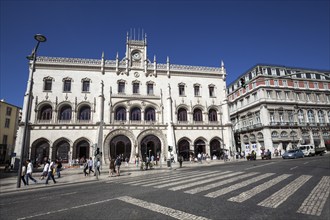 Rossio railway station building, Estacao do Rossio, with horseshoe-shaped entrances, at Praca de