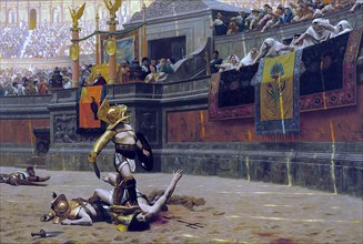 Pollice Verso, Fight of the Gladiators in Ancient Rome, painting by Jean Leon Gerome, Historical,