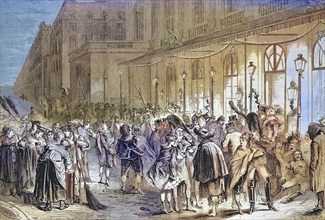 The Last Hours of the Carnival in 1869, Paris, France, Historical, digitally restored reproduction