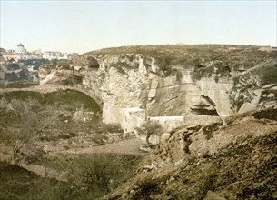 The grotto of Jeremiah, Jerusalem, Holy Land, Israel, c. 1890, Historic, digitally restored