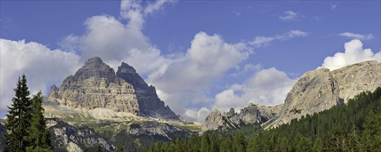 The mountain range Gruppo dei Cadini di Misurina in the Dolomites, Italy, Europe