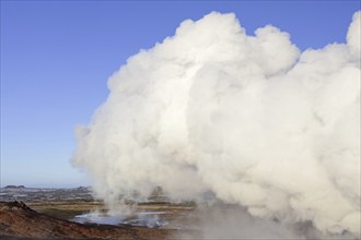 Steam vents, fumaroles at Gunnuhver, geothermal area and center of the Reykjanes Volcanic System,