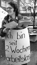 Young unemployed people demonstrated against unemployment and apprenticeship cuts in Solingen,