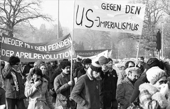 Afghans and some Germans demonstrated against US interference in Afghanistan on 19.01.1980 in Bonn,