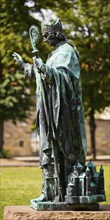 Bernward of Hildesheim, statue by Ferdinand Hartzer in the cathedral courtyard in Hildesheim, Lower