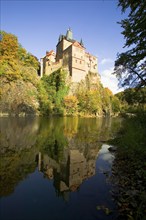 The castle rises on a steep rock above the Zschopau. Within the large group of hilltop castles, it