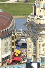 Dresden Old Town View from the town hall tower past the Church of Our Lady, through Münzgasse to