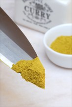 Knife point with curry, curry powder