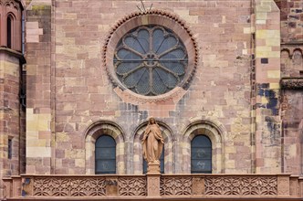 Sculpture of Mother Mary at Freiburg Cathedral, the Cathedral of Our Lady, Freiburg im Breisgau,