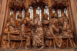 Last Supper, Detail, Holy Blood Altar from 1505, sculptor Tilman Riemenschneider, St.-Jakob Church,