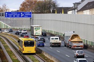 Motorway A40, Ruhrschnellweg, in Essen, route through the city centre, is affected by a possible