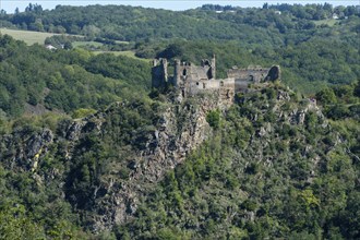 Village of Saint-Remy-de-Biot, the medieval castle in ruins of Chateau Rocher (15th century)