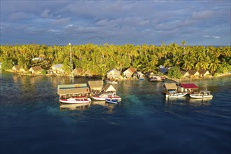 Aerial view, Tetamanu Village, at South Pass, South Channel, spectacular dive site, Tetamanu