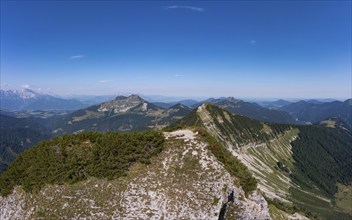 Drone shot, panorama shot, mountain landscape, Gruberhorn with Regenspitz, Osterhorngruppe,