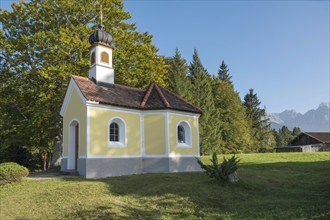 Maria Rast Chapel, Buckelwiesen near Krün, Werdenfelser Land, Upper Bavaria, Bavaria, Germany,