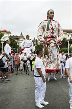 Traditional parade with giant figures, San Sebastian, Donostia, Basque Country, Northern Spain,