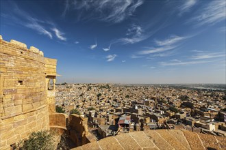 View of Jaisalmer city from Jaisalmer fort. Jaisalmer, Rajasthan, India, Asia