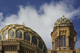 Tambour dome covered with gilded ribs, New Synagogue Berlin, detail, Germany, Europe