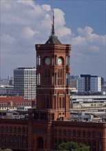 The Red City Hall in the city panorama, Berlin Mitte, Berlin, Germany, Europe