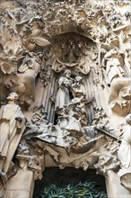 Detail on the birth façade of the Sagrada Familia, Church of the Atonement of the Holy Family, by