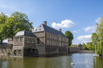 Baroque and moated castle Ahaus, Muensterland, North Rhine-Westphalia, Germany, Europe