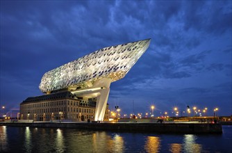 ANTWERP, BELGIUM, MAY 27, 2018: Port authority house (Porthuis) designed by famous Zaha Hadid