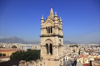 City of Palermo, view from the roof of the Cathedral Maria Santissima Assunta to a tower of the