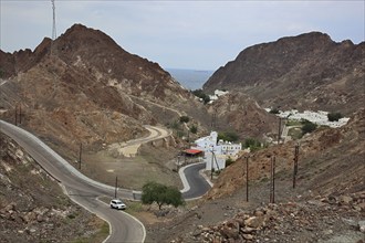 View of the foothills of the old city from the old pass to Muscat, Oman, Asia