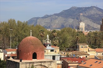 City of Palermo, view from the Campanile di San Giuseppe Cafasso to the domes of the Chiesa San