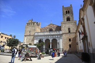 City of Monreale, souvenir stands in front of the Cathedral of Santa Maria Nuova, Unesco World