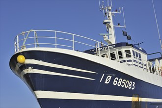 Bow of fishing bottom trawler in the Charente-Maritime, France, Europe