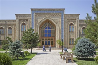 The old Koran school in the historic center of Tashkent in Silk Road style architecture,