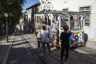 Gloria funicular railway, Elevador da Gloria, Lisbon, Portugal, Europe