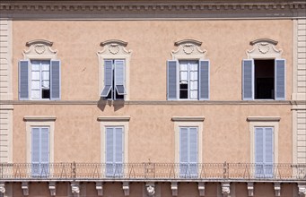 House facade with window, Siena, Tuscany, Italy, Europe