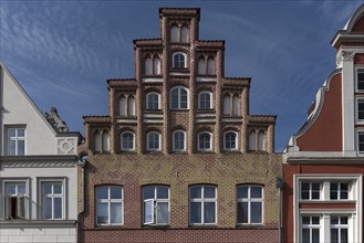 Gothic stepped gable, built 15th century, Lüneburg, Lower Saxony, Germany, Europe