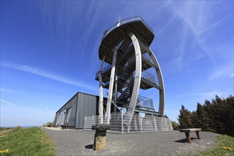 Noah's Sails lookout tower on the Ellenbogen, 813 m. high mountain in the Rhön in the