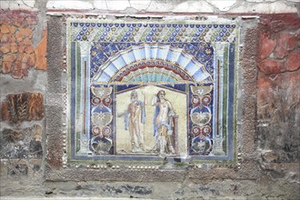 Neptune and Amphitrite, wall mosaic in house no. 22 in the ruined city of Herculaneum, Campania,