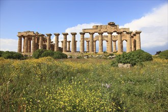 Selinunte, Temple E in the archaeological site of Selinunte, Trapani Province, Sicily, Italy,