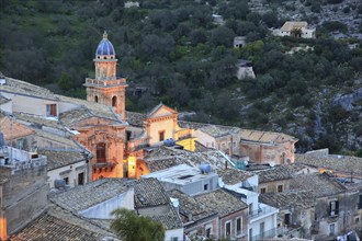 City of Ragusa, Church of Santa Maria dell Idria in the district of Ragusa Superiore at blue hour,