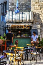 Alstadtgasse with bar, Budva, Montenegro, Budva, Montenegro, Europe