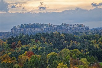 View of Königstein Fortress, Saxon Switzerland, Elbe Sandstone Mountains, Saxony, Germany, Europe