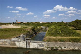 Moats of the Fort de la Rade fortifications on the island of Île-d'Aix, Charente-Maritime, France,