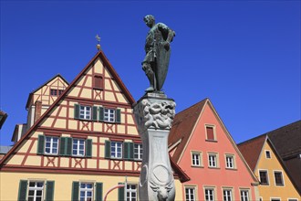 Germany, Middle Franconia, town of Weissenburg, fountain figure, Luitpold of Bavaria, in the