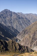 Koshoy Ata mountain pass, serpentine road through mountains, Kyrgyzstan, Asia