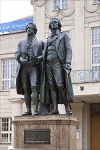 German National Theatre Weimar with Goethe Schiller statue