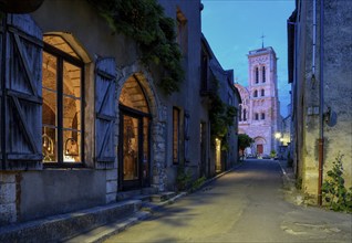 Early Gothic Basilica of Sainte-Marie-Madeleine, blue hour, blue hour, Vézelay, Yonne department,