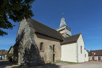 Land of Troncais. Le Breton village. St Peters Church. Allier department. Auvergne Rhone Alpes.