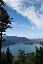 View of the beautiful Schliersee in August, Pre-Alps, Bavaria, Germany, Europe