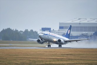 MINSK, BELARUS, JUNE 15, 2018: Belavia belarusian airlines flight Boeing 737-500 plane taking off